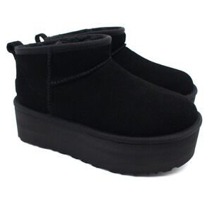 UGG Classic Ultra Mini Platform Boots Womens Size 5 Black Suede